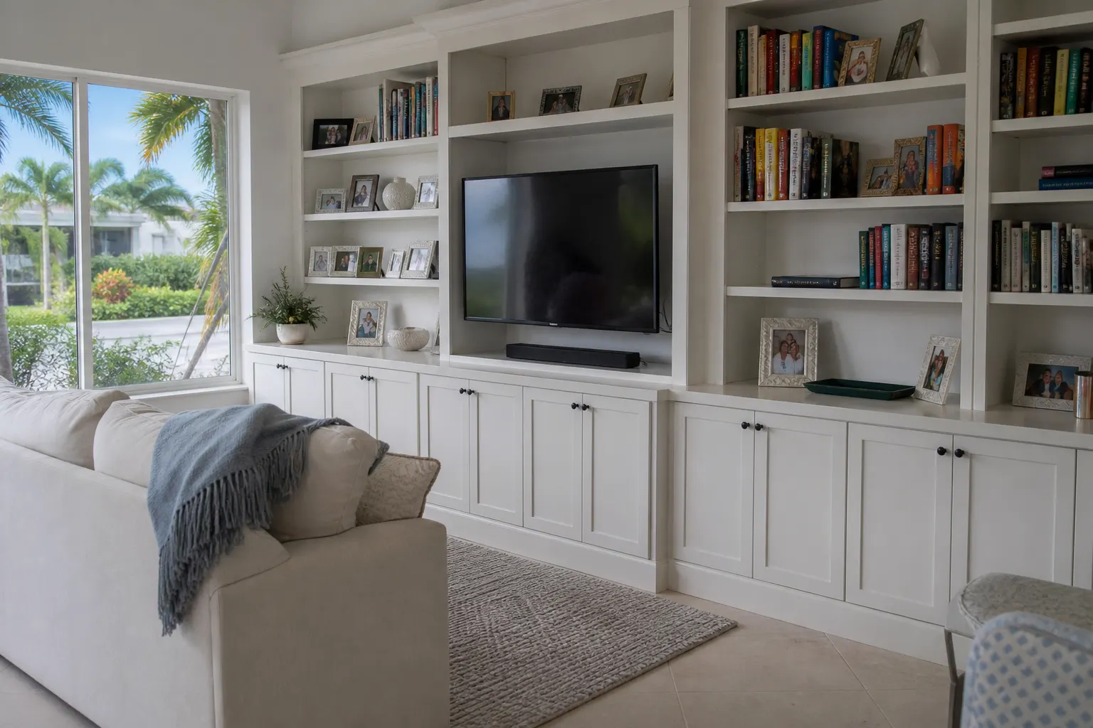 Custom built-in cabinets fitted to a room in Southwest Florida